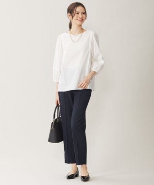 自由区 【洗える】テンセルコットンエンブロイダリープルオーバー ブラウス オフ