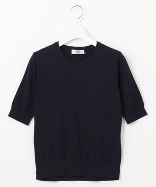 J.PRESS LADIES 【洗える】BASIC HT-COTTON クルーネック ニット ネイビー系