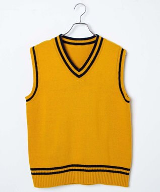 WEGO 【SCHOOLITEM】ラインスクールニットベスト マスタード