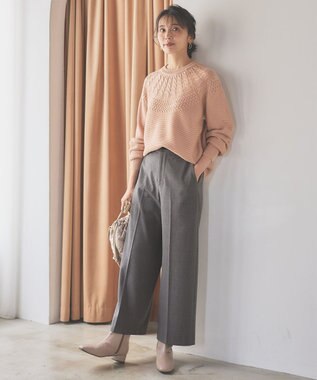 ANY 【ウエストゴム/リントラク加工/裏起毛/ストレッチ】シークレットウォーム　ワイドパンツ チャコールチェック