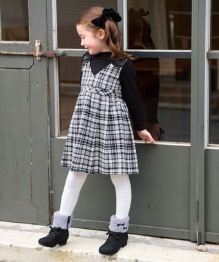 ANY KIDS ドッキングチェックワンピース ブラック