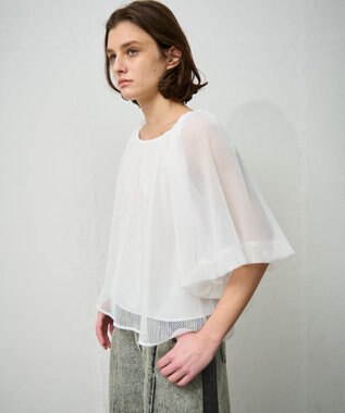 GRACE CONTINENTAL レイヤードチュールトップ ホワイト
