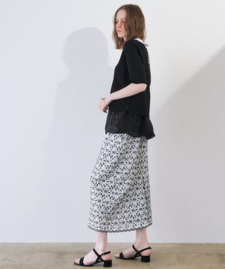YECCA VECCA フラワーレースロングナロースカート Off White