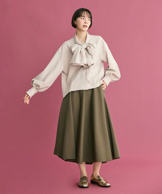 #Newans 【洗濯機可】ビックリボンパウダリーブラウス ベージュ