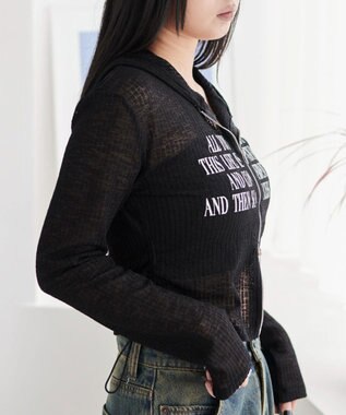 WEGO グラフィックシアーリブパーカー ブラック