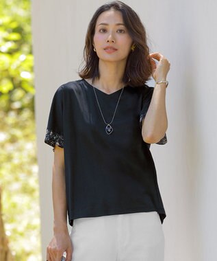 J.PRESS LADIES S 【一枚で着映え】LIBERTYコンビ 袖デザイン カットソー