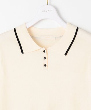 ANY SIS 【洗える】バイカラー ポロニット アイボリー