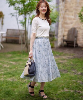 ANY SIS 【美人百花7月号掲載】ファジーカラーフラワー スカート ブルー系