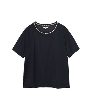 DAKS ミニハウスチェック襟 Tシャツ ネイビー