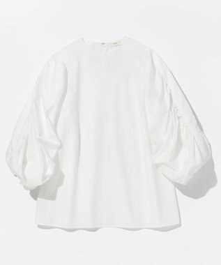 NAVE 【Nave・洗える】タイプライタークロス ギャザーブラウス ホワイト系