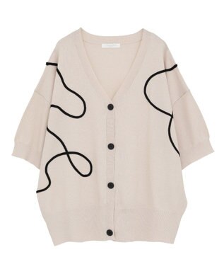 Green Parks 刺繍コードＶネックフレンチカーディガン Light Beige