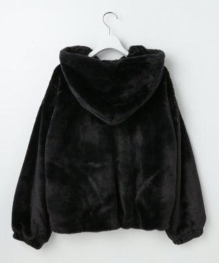 Feroux フード付きフェイクファー パーカー ブラック系