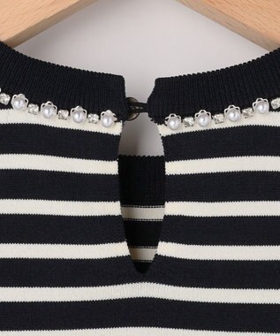 組曲 S 【先行予約・WEB限定】クリアストレッチビジューレーン6分袖 ニット ブラック系2