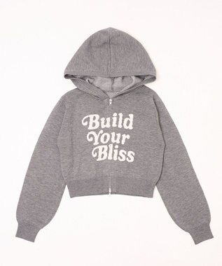 WEGO グラフィックジャガードニットZIPパーカー グレー