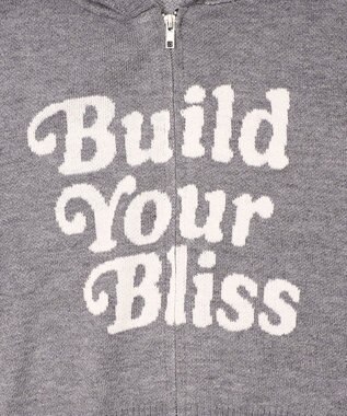 WEGO グラフィックジャガードニットZIPパーカー グレー