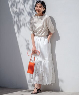 23区 S 【洗える】ライトリンクルジャージー カットソー オフ×ベージュ