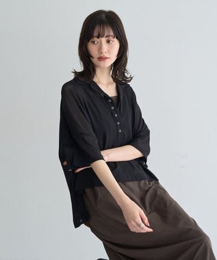 YECCA VECCA 【2点SET】シアーポロシャツ×キャミワンピース Black