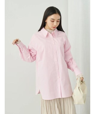 earth music&ecology ボーイズライクシャツ Stripe Pink