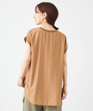 SHARE PARK LADIES ライトタッチ裾テールロゴTシャツ キャメル系