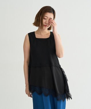 YECCA VECCA 2wayアシメデザインノースリーブブラウス Black