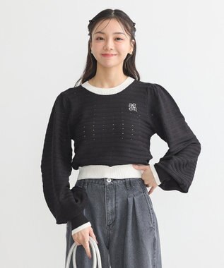 earth music&ecology 配色バックリボンプルオーバー Black