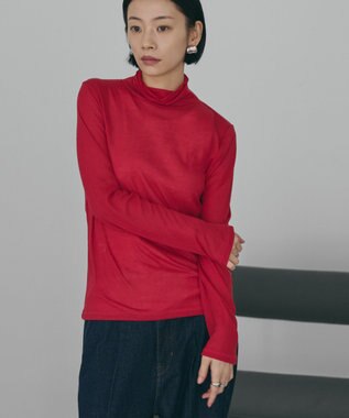 AMERICAN HOLIC シアーテレコタートルネックプルオーバー Red