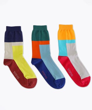 nitorito 【UNISEX】米沢オリジナル柄 block 靴下 navy