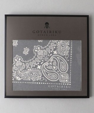 GOTAIRIKU BOX入りでギフトに最適【高機能吸水 / 抗菌防臭加工/シワになりにくい】バンダナハンカチ グレー×ペイズリー