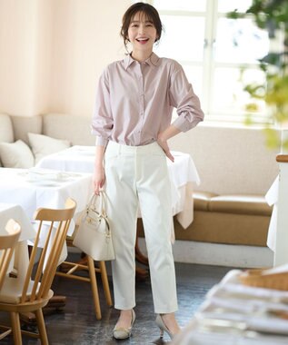 ANY SIS 【撥水】サテンストレッチビューティ パンツ オフホワイト