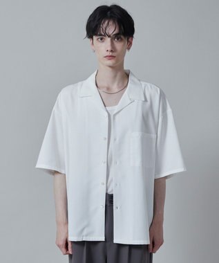 WEGO 【速乾/シワになりにくい】ドライポリオープンカラーシャツ(S) ホワイト