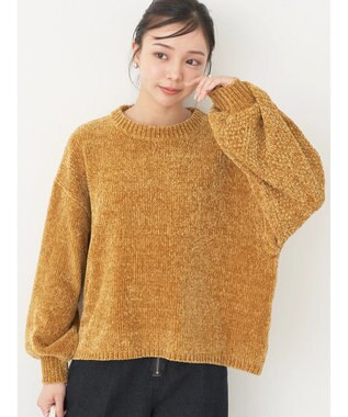 earth music&ecology シャイニーベロアモールプルオーバー Mustard