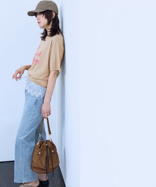 ANY シアーネップロゴＴシャツ ベージュ