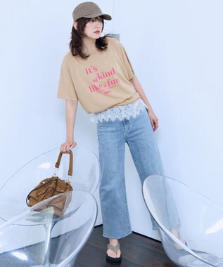 ANY シアーネップロゴＴシャツ ベージュ