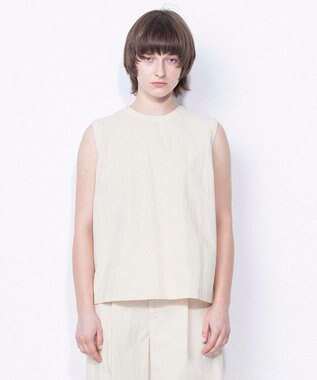 NAVE 【ReNAVE・洗える/撥水加工/接触冷感/UVケア/セットアップ】ナイロンタスラン ノースリブラウス アイボリー系