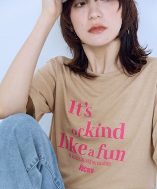 ANY シアーネップロゴＴシャツ ベージュ