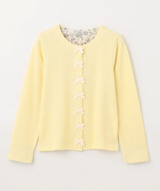 ANY KIDS スナップボタン リボン カーディガン ライトイエロー