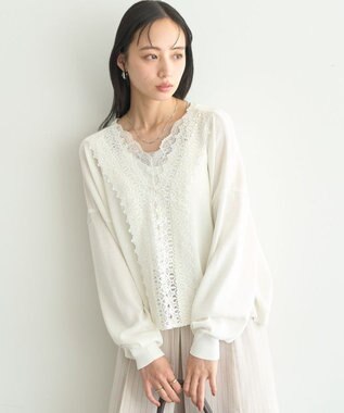 earth music&ecology 【2WAY】レーストリムシアーニットカーディガン