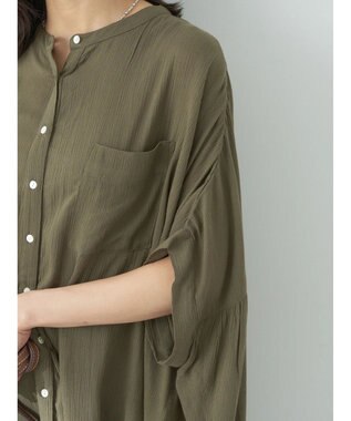 earth music&ecology レーヨンポケットシャツチュニック Khaki