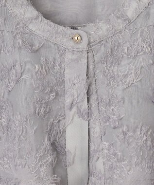 Feroux 【洗える】ジャカードフリルブラウス スカイブルー系