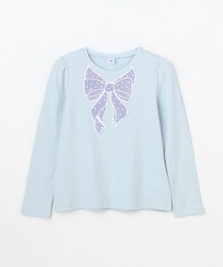 ANY KIDS ドットリボン 長袖Tシャツ サックスブルー