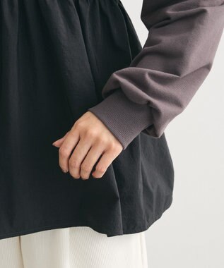 Green Parks ミニ裏毛異素材ドッキングロゴプルオーバー Charcoal Gray