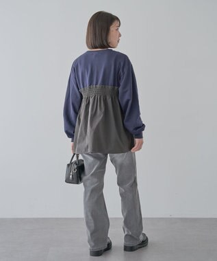 Green Parks ミニ裏毛異素材ドッキングロゴプルオーバー Charcoal Gray