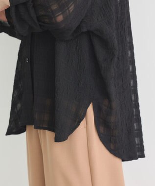 earth music&ecology シャドーチェックシャツ Black