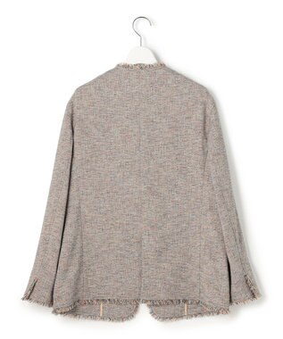 23区 【先行予約】リネンライクブッチャー フリンジノーカラージャケット ダークブラウン系