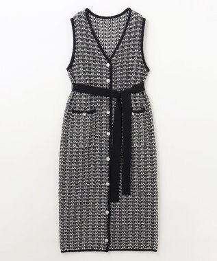 GRACE CONTINENTAL バイカラージャガードニットワンピース ブラック