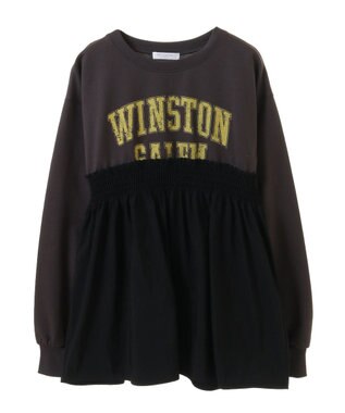 Green Parks ミニ裏毛異素材ドッキングロゴプルオーバー Charcoal Gray