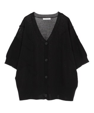 Green Parks 刺繍コードＶネックフレンチカーディガン Black