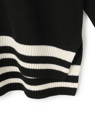 ICB ハイゲージソフトウール チルデンVネックプルオーバー ブラック×オフホワイト系