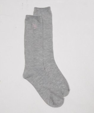 WEGO 刺繍ロゴローゲージゆるリブソックス ライトグレー