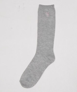 WEGO 刺繍ロゴローゲージゆるリブソックス ライトグレー
